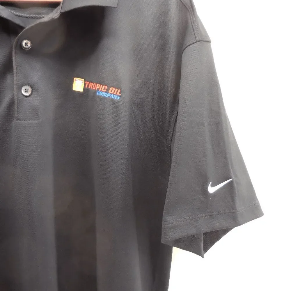 NIke Golf Tropic‎ Oil Company Mobil Delvac Black Mens XL Polo Shirt